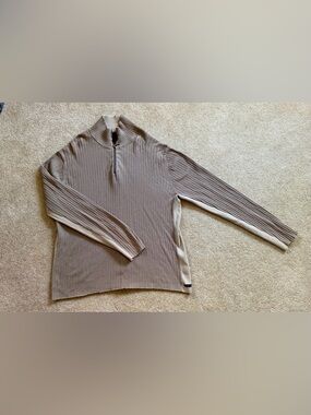 Calvin Klein Jeans Men's Taupe Ribbed Zip Mock Neck Sweater